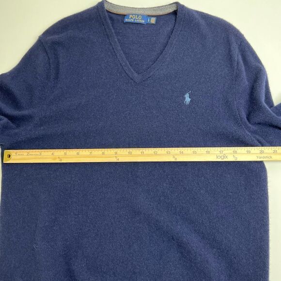Polo Ralph Lauren Washable Wool V-Neck Sweater size L6 Hunter Navy NWOT - Picture 6 of 10